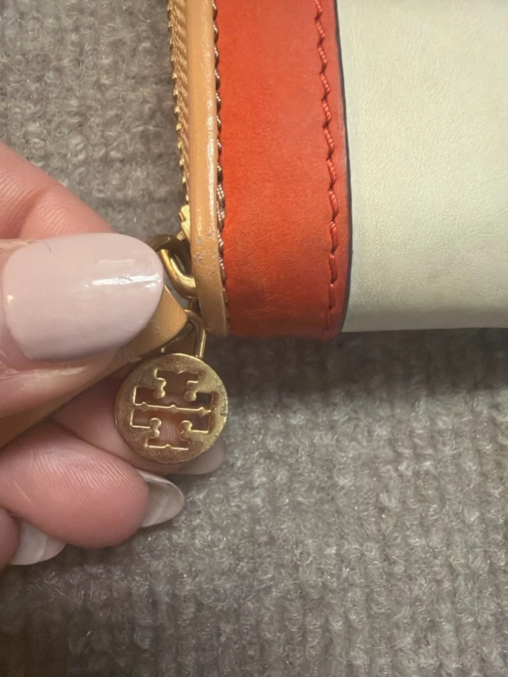 Tory Burch Zip Around Wallet Multicolor Stripe Patchwork Leather Wallet